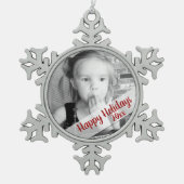 Aangepaste foto met kerstversiering op maat tin sneeuwvlok ornament (Voorkant)
