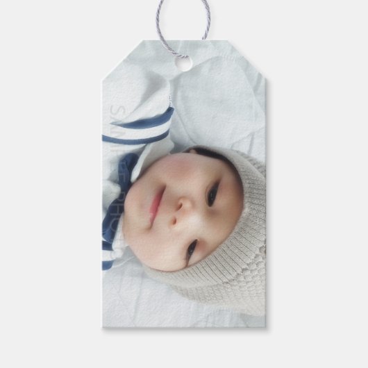 Aangepaste foto met monogram en naam cadeaulabel (Voorkant)