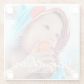 Aangepaste foto met naam en datum glazen onderzetter (Achterkant)