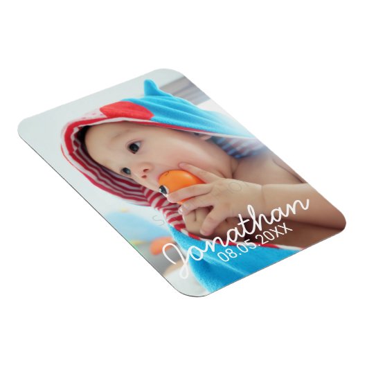 Aangepaste foto met naam en datum magneet (Rechterzijde)