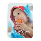 Aangepaste foto met naam en datum magneet (Verticaal)