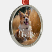 Aangepaste foto met naam metalen ornament (Rechts)