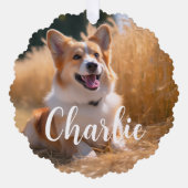 Aangepaste foto met naam ornament kaart (Voorkant)