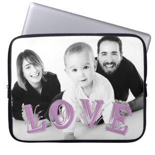 Aangepaste foto met overlay voor LOVE Typografie Laptop Sleeve