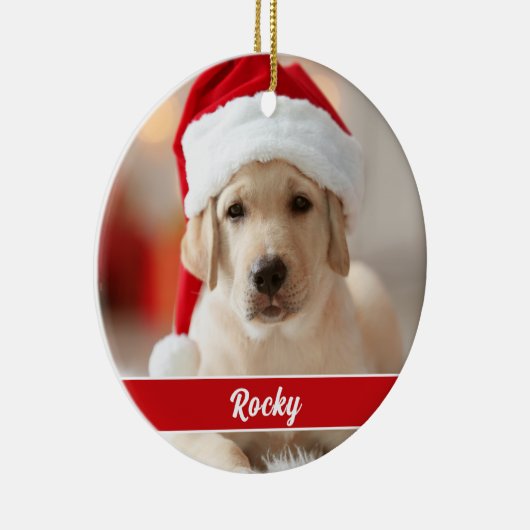 Aangepaste foto met script-monogram, Kerstmis Keramisch Ornament (Rechts)