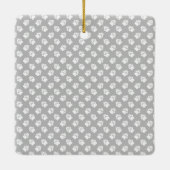 Aangepaste foto met witte poten op grijs & naam keramisch ornament (Achterkant)