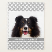 Aangepaste foto met witte poten op grijs & naam planner (Voorkant)