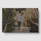 Aangepaste foto Minimale zwarte Folie gouden bruil Gastenboek (Voorkant)