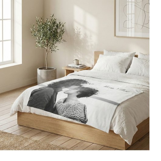 Aangepaste foto-minimalisnaam kalligrafie fleece deken