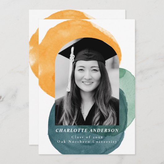 Aangepaste foto Modern Abstract trendy Afstuderen Aankondiging (Voorkant / Achterkant)