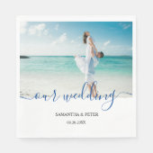 Aangepaste foto Modern Beach Wedding Gastenboek Servet (Voorkant)