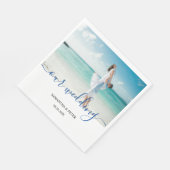 Aangepaste foto Modern Beach Wedding Gastenboek Servet (Hoek)