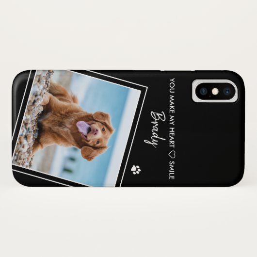 Aangepaste foto Modern Black Pet Dog Case-Mate iPhone Case (Achterkant (horizontaal))