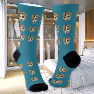 Aangepaste foto Modern gepersonaliseerd Blauwgroen Sokken