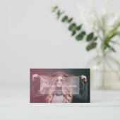 Aangepaste foto Modern handgeschreven script zwart Visitekaartje (Staand voorkant)