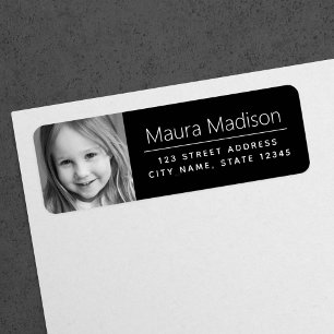 Aangepaste foto modern minimaal zwart retouradres etiket