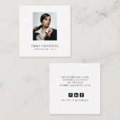 Aangepaste foto Modern Minimalist White Square Bus Vierkante Visitekaartje (Voorkant / Achterkant)