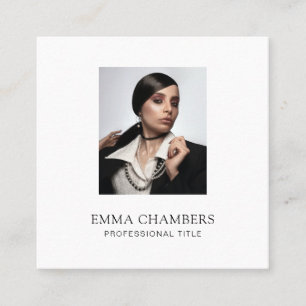 Aangepaste foto Modern Minimalist White Square Bus Vierkante Visitekaartje