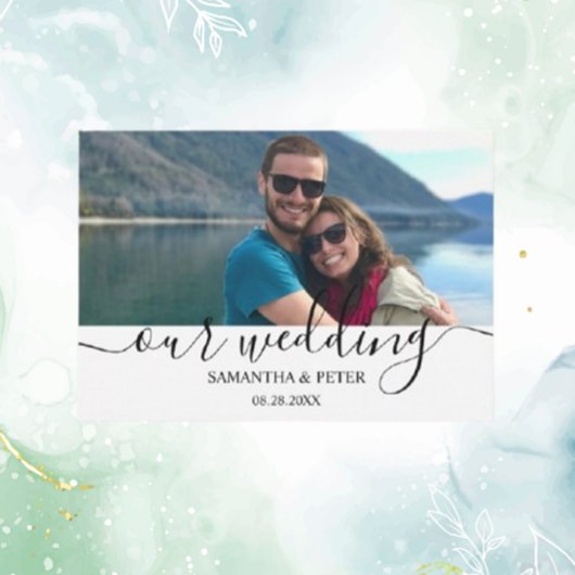 Aangepaste foto Modern Ontspannen bruiloft Gastenb Servet