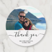 Aangepaste foto Modern Relaxed Wedding Favor Label (Voorkant)