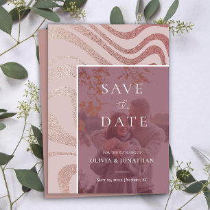 aangepaste foto Modern RoseGold Save the Date Kaart