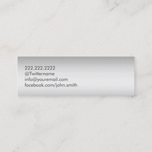 Aangepaste foto Modern Silver Mini Visitekaartje (Achterkant)