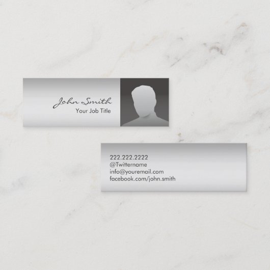 Aangepaste foto Modern Silver Mini Visitekaartje (Voorkant / Achterkant)