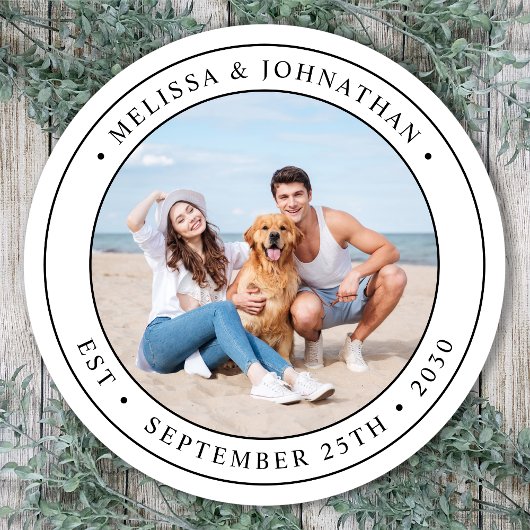 Aangepaste foto Modern Weddenschap Ronde Sticker