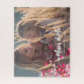 Aangepaste foto Modern Writing Scattered Pink Hear Legpuzzel (Verticaal)