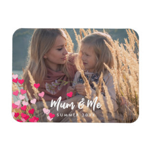 Aangepaste foto Modern Writing Scattered Pink Hear Magneet