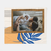 Aangepaste foto Moderne Abstracte botanische blauw Fleece Deken (Voorkant (Horizontaal))