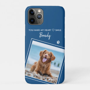 Aangepaste foto moderne blauwe hond iPhone 11 pro hoesje