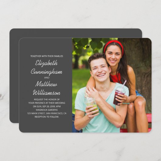 Aangepaste foto + moderne bruiloft kaart (Voorkant / Achterkant)