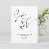 Aangepaste foto Moderne Eenvoudige legante scriptb Save The Date (Staand voorkant)