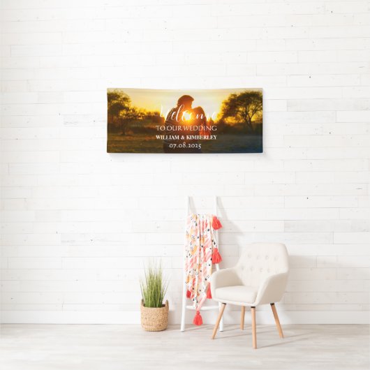 Aangepaste foto Moderne elegante bruiloft Spandoek (Insitu)