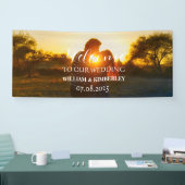 Aangepaste foto Moderne elegante bruiloft Spandoek (Beurs)