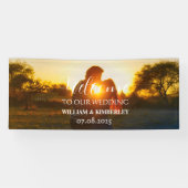 Aangepaste foto Moderne elegante bruiloft Spandoek (Horizontaal)