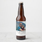 Aangepaste foto Moderne ontspannen bruiloft Bier Etiket (Voorkant)