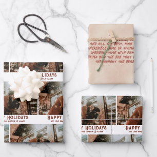 Aangepaste foto moderne typografie bericht Kerstmi Inpakpapier Vel