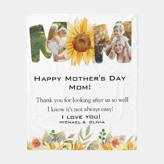 Aangepaste foto-Moederdag op maat Fleece Deken (Voorkant)