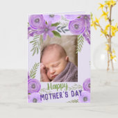 Aangepaste foto "Moederdag" Violet Lavendel Kaart (Gele Bloem)