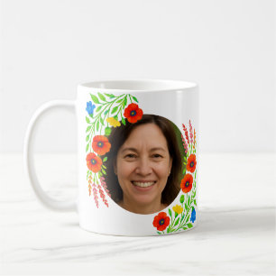 Aangepaste Foto Mok met Floral Design Gift Voor Ma