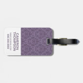 Aangepaste foto & monogram luxe paarse behang bagagelabel (Achterkant horizontaal)