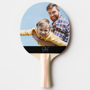 Aangepaste foto-monogram Naam Modern Sportpap Tafeltennisbatje