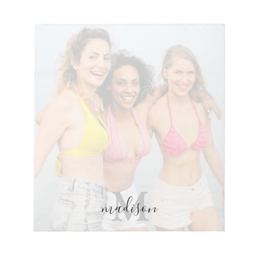 Aangepaste foto Monogram naam Notitieblok (Voorkant)