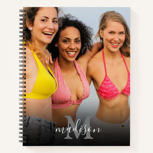 Aangepaste foto Monogram naam Notitieboek (Voorkant)