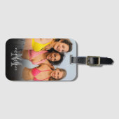 Aangepaste foto monogram naam tas bagagelabel (Voorkant (horizontaal))