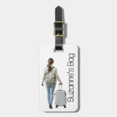 Aangepaste Foto Monogram Reizen Vakantie Bagagelabel (Voorkant verticaal)