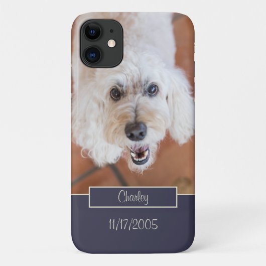 Aangepaste foto Monogramed Initiaal Naam Blauw Case-Mate iPhone Case (Achterkant)