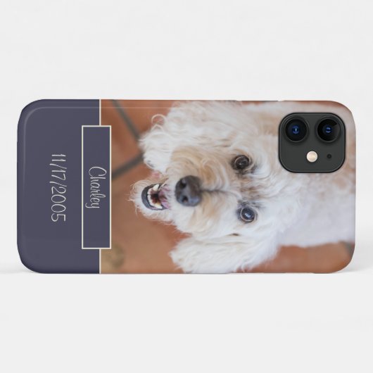 Aangepaste foto Monogramed Initiaal Naam Blauw Case-Mate iPhone Case (Achterkant (horizontaal))